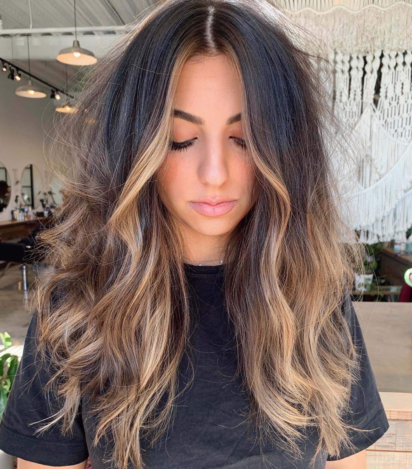 Dark Brown Hair with Blonde Front Highlights