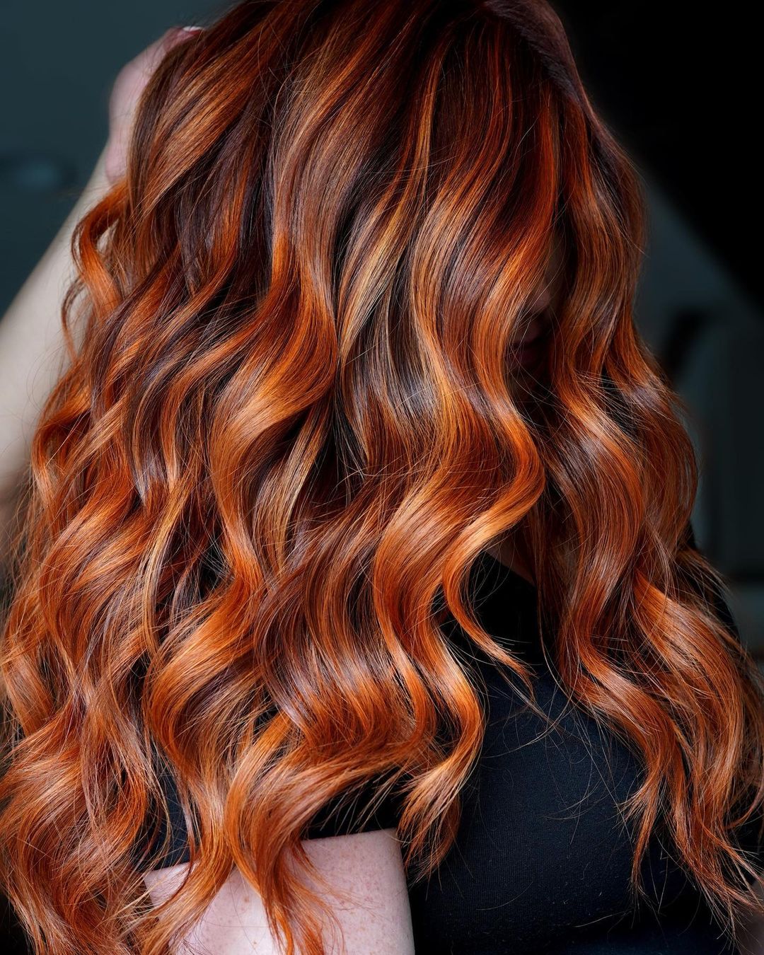 Fiery Fall Highlights on Auburn Hair