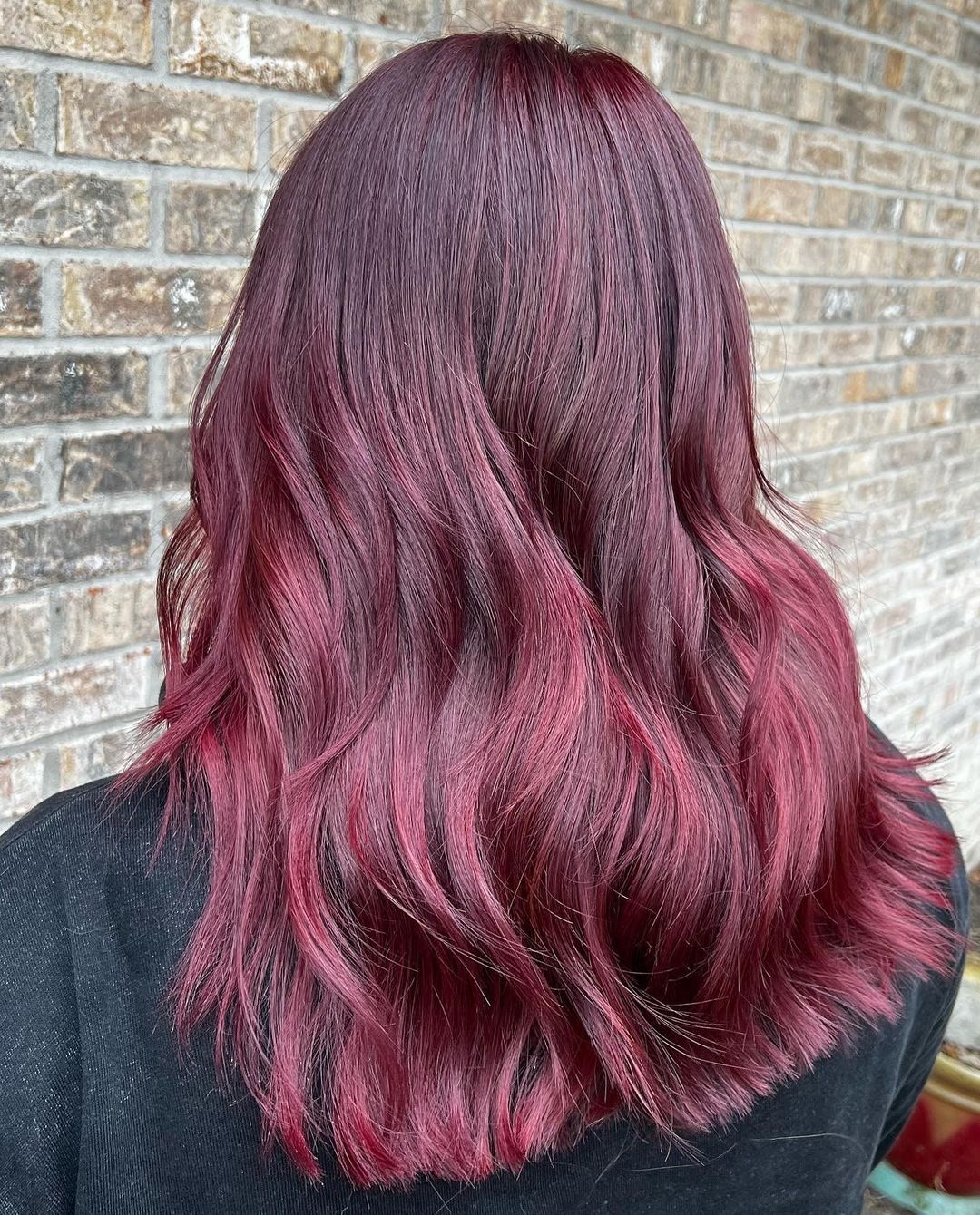 Burgundy Hair with Raspberry Highlights