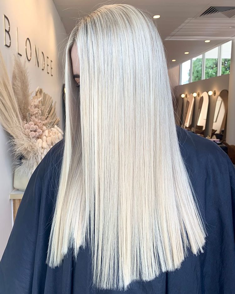 Long Bright White Blonde Hairstyle