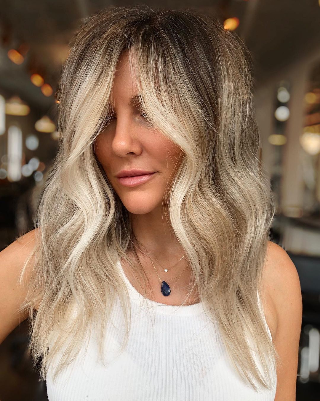 Ash Blonde Highlights and White Money Pieces