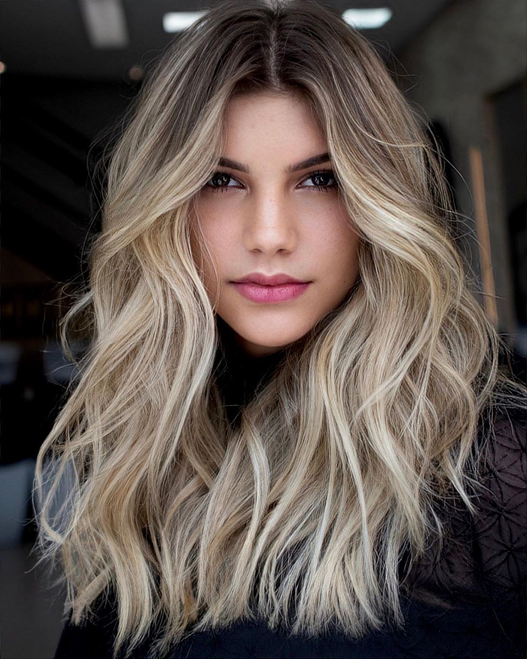 Sandy Blonde Balayage with Dark Roots