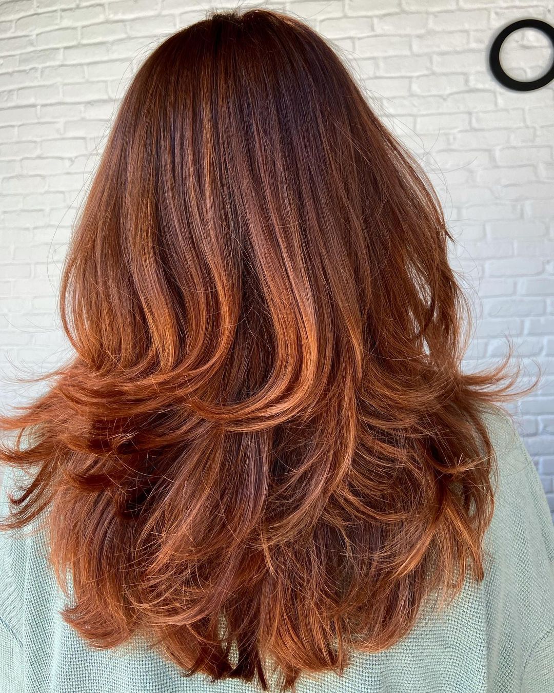 Two-Layer Auburn Hair with Highlighted Ends