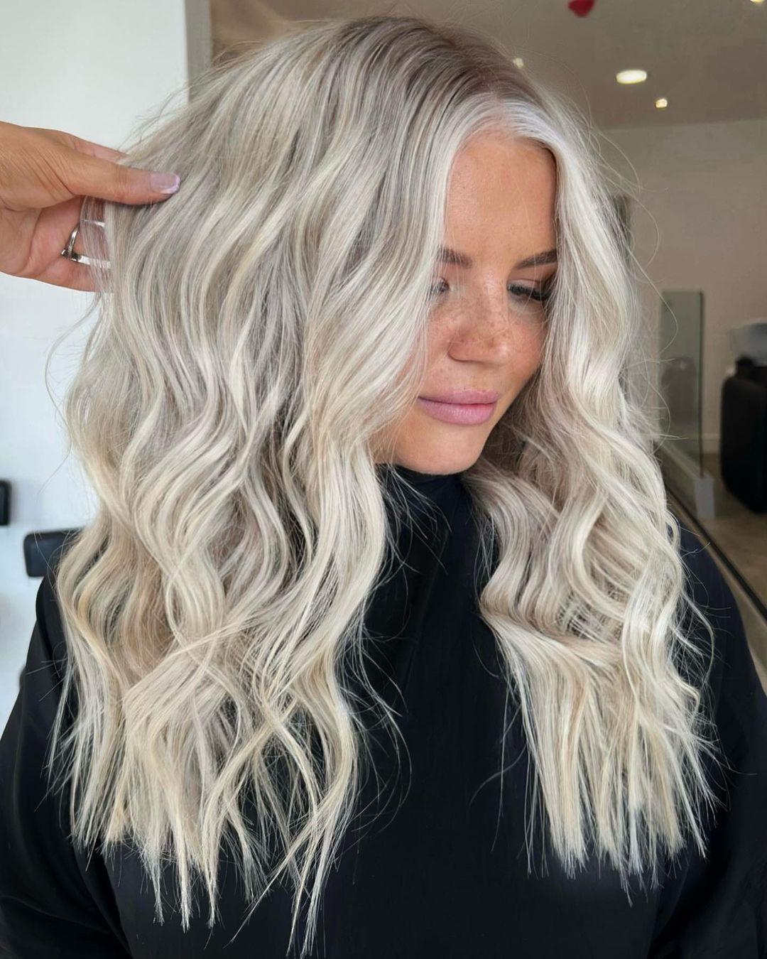 Ash Blonde Hair with Blended Platinum Highlights