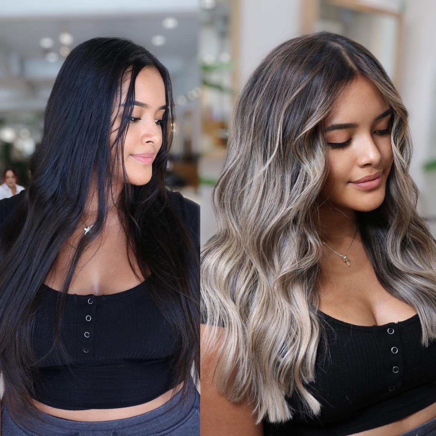 Ash Blonde Balayage for Black Hair Makeover