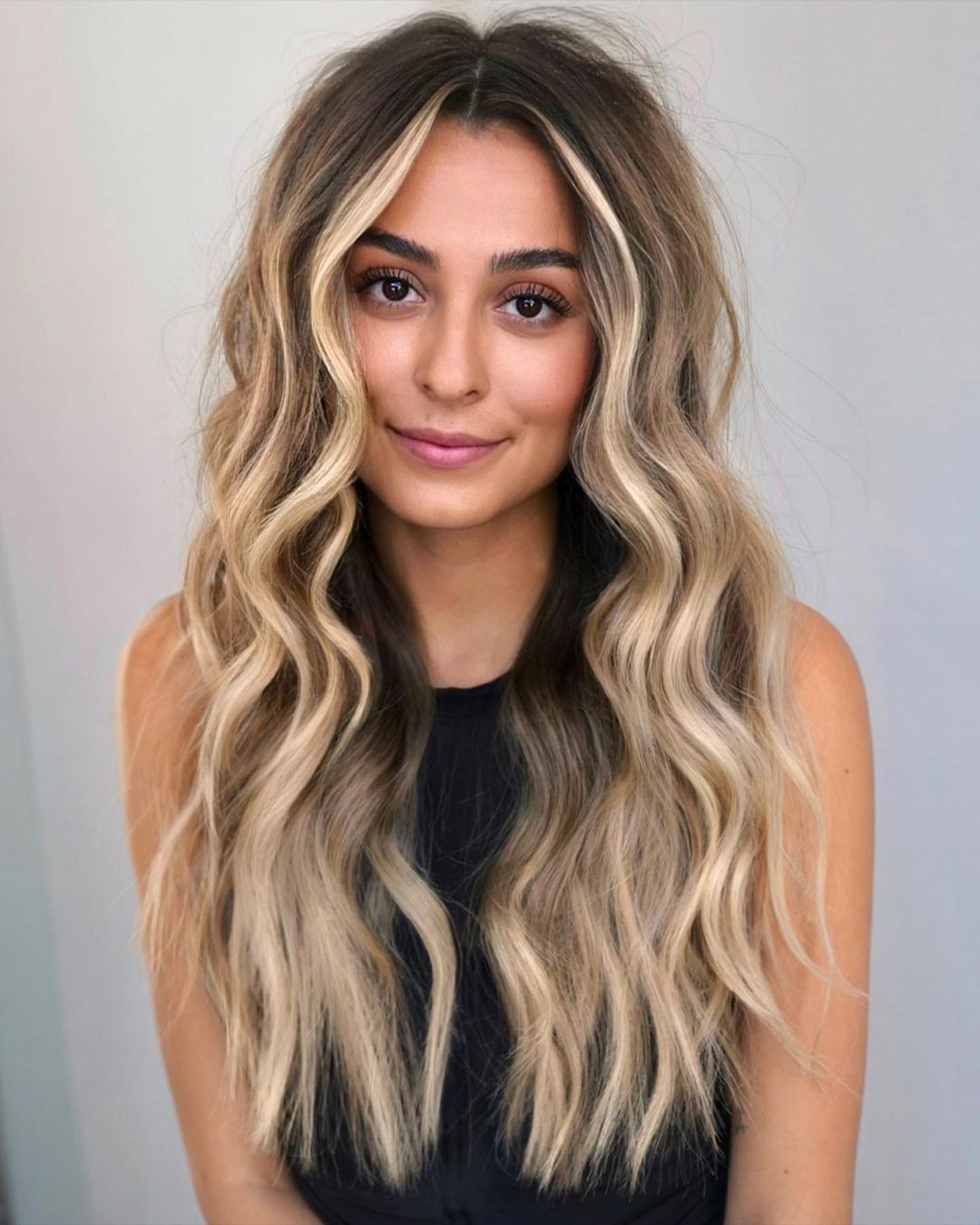 Muted Blonde Highlights in Brown Hair