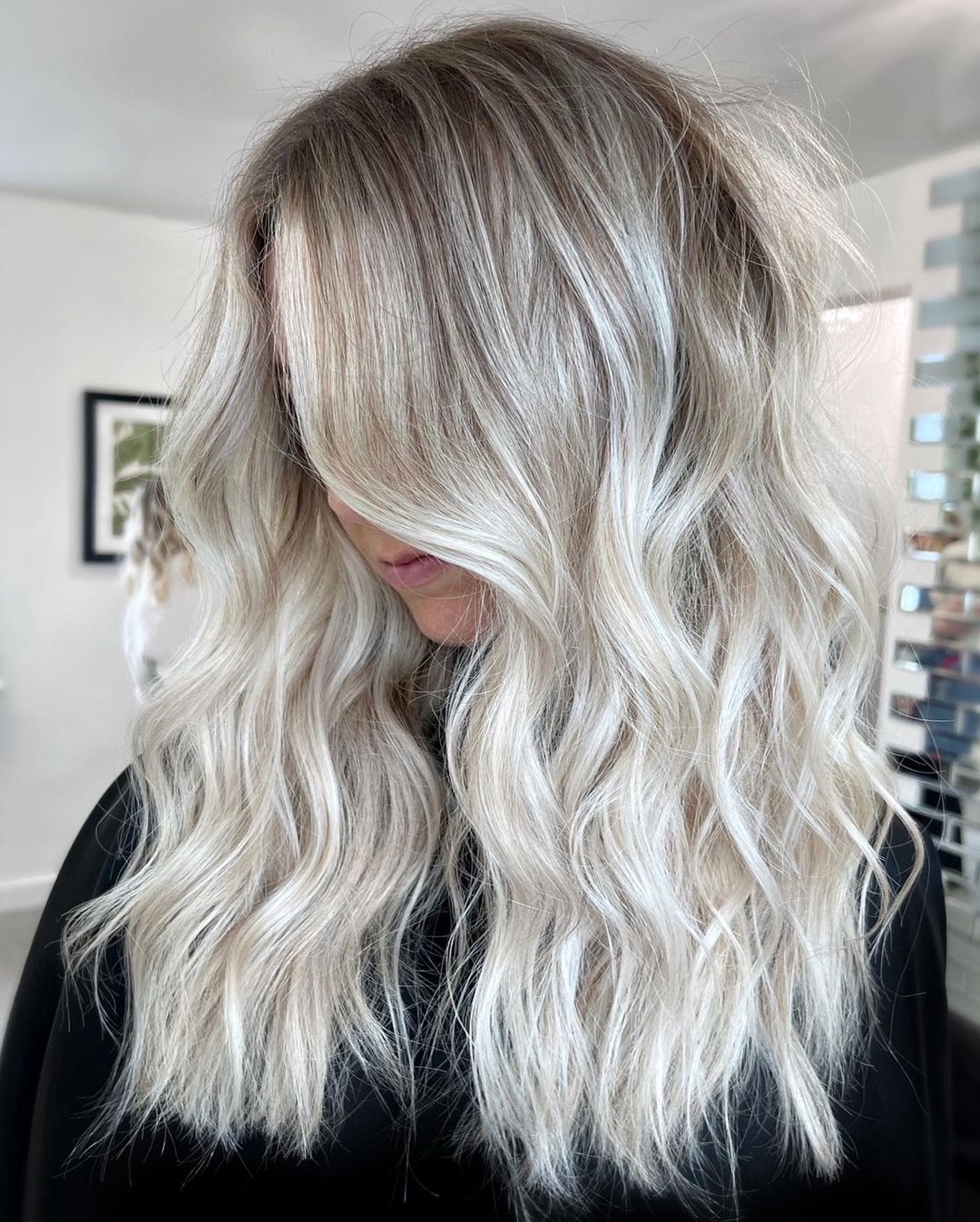 Shiny White Balayage for Ash Blonde Hair