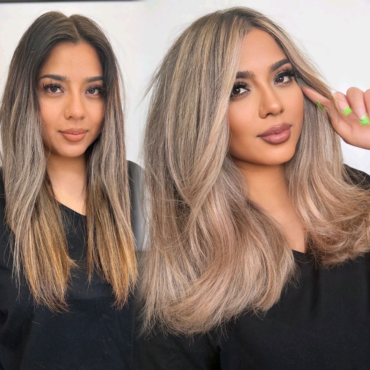 Brown to Caramel Blonde Makeover