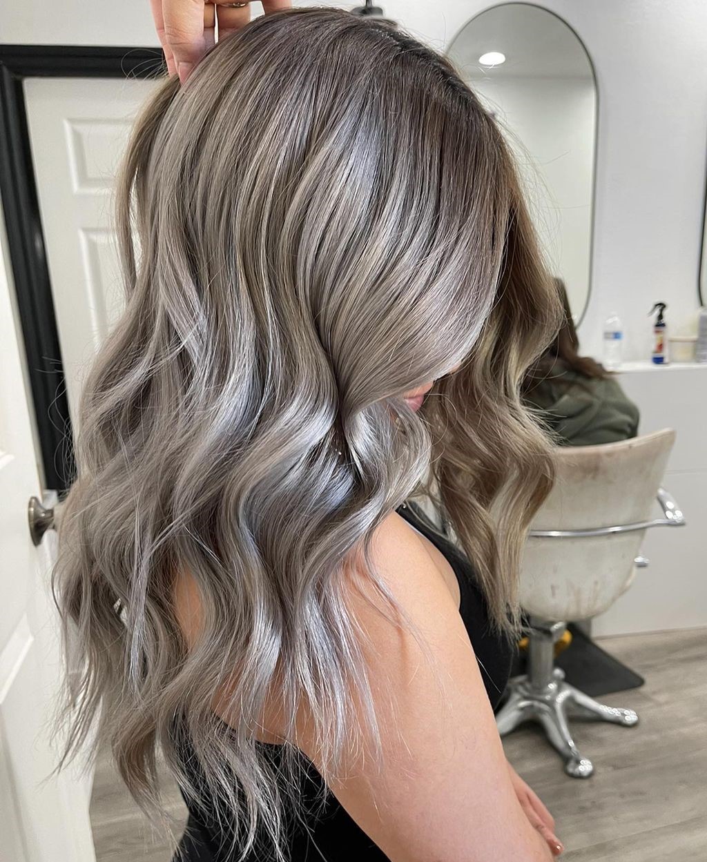 Silver Balayage on Ash Bronde Hair