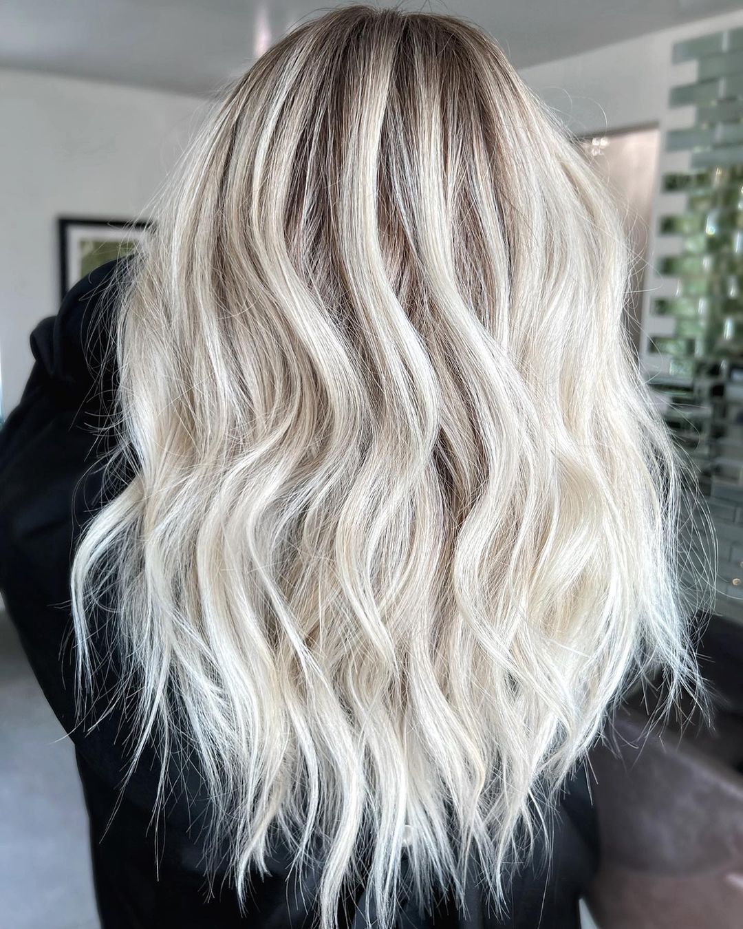 White Balayage Hair with Dark Underlayer