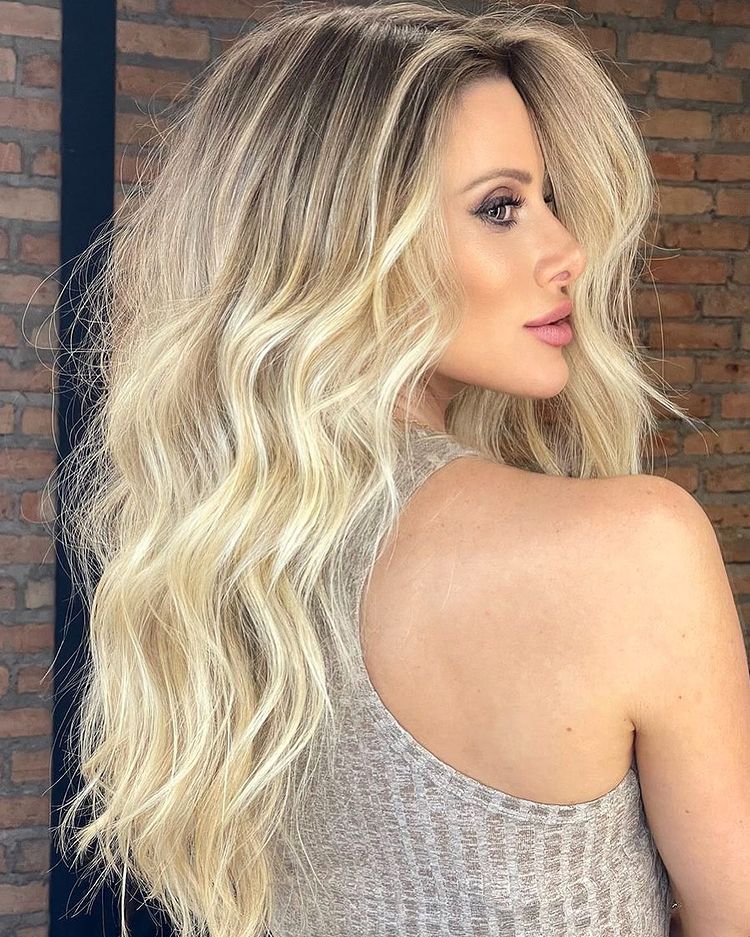 Light Blonde Hair with White Midshaft Highlights