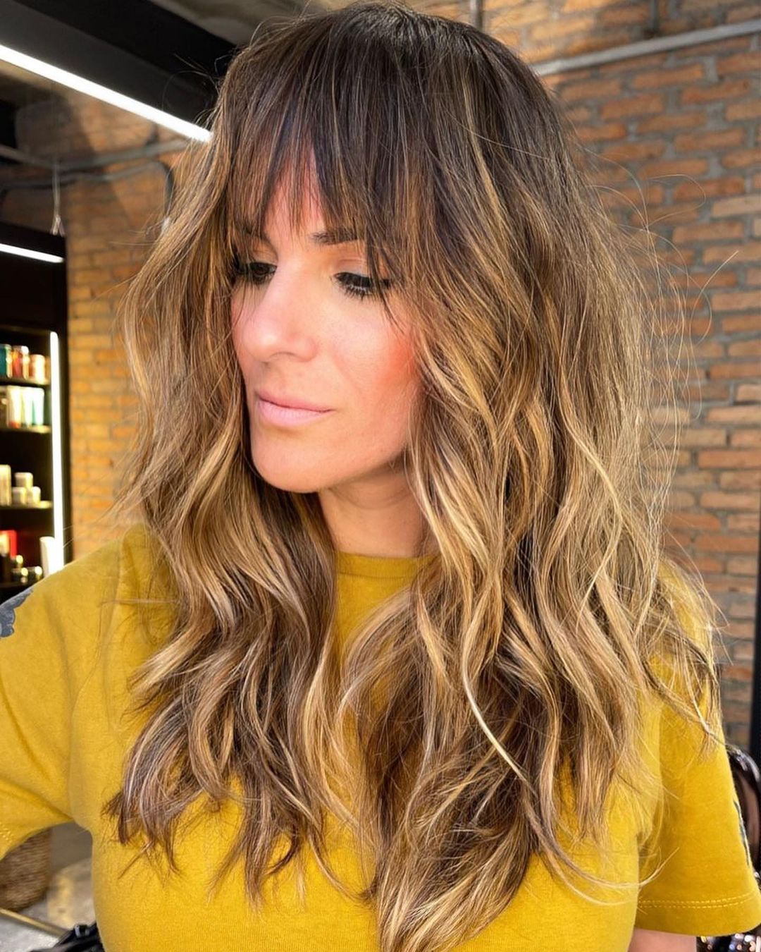 Long Brown Shag with Golden Highlights