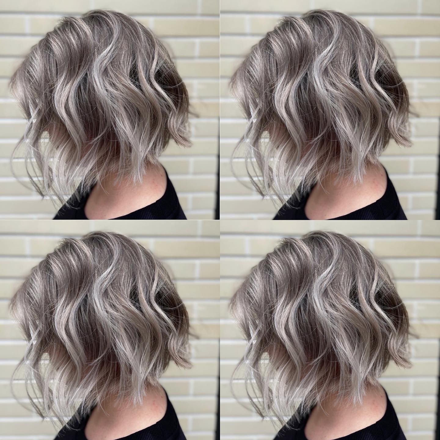 Brown Bob with Ash and Silver Highlights