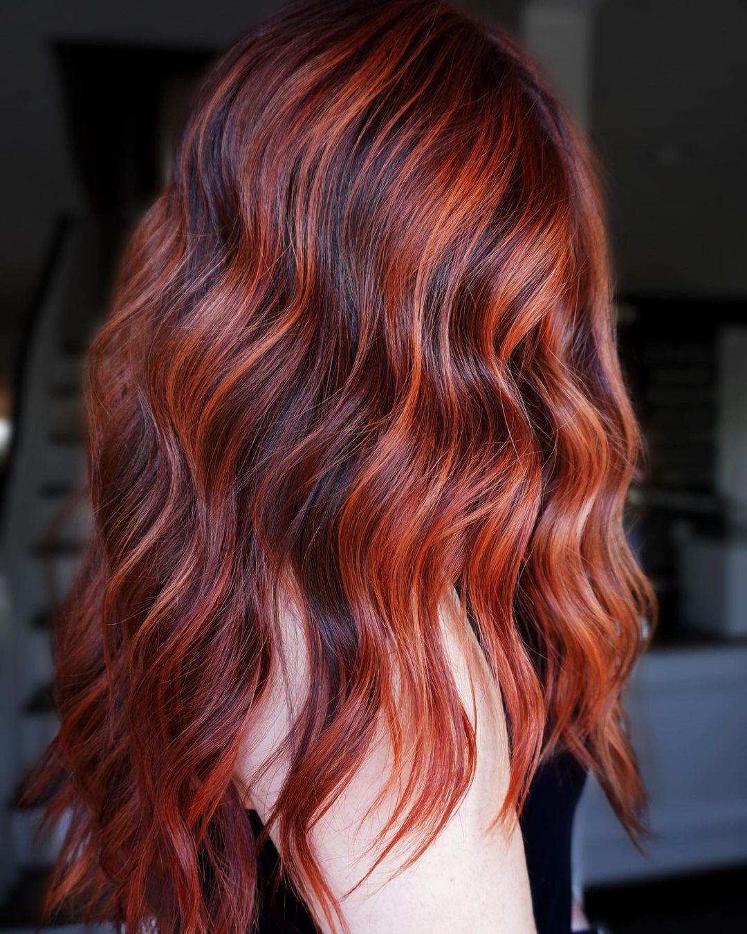 Burgundy Hair with Rich Copper Highlights