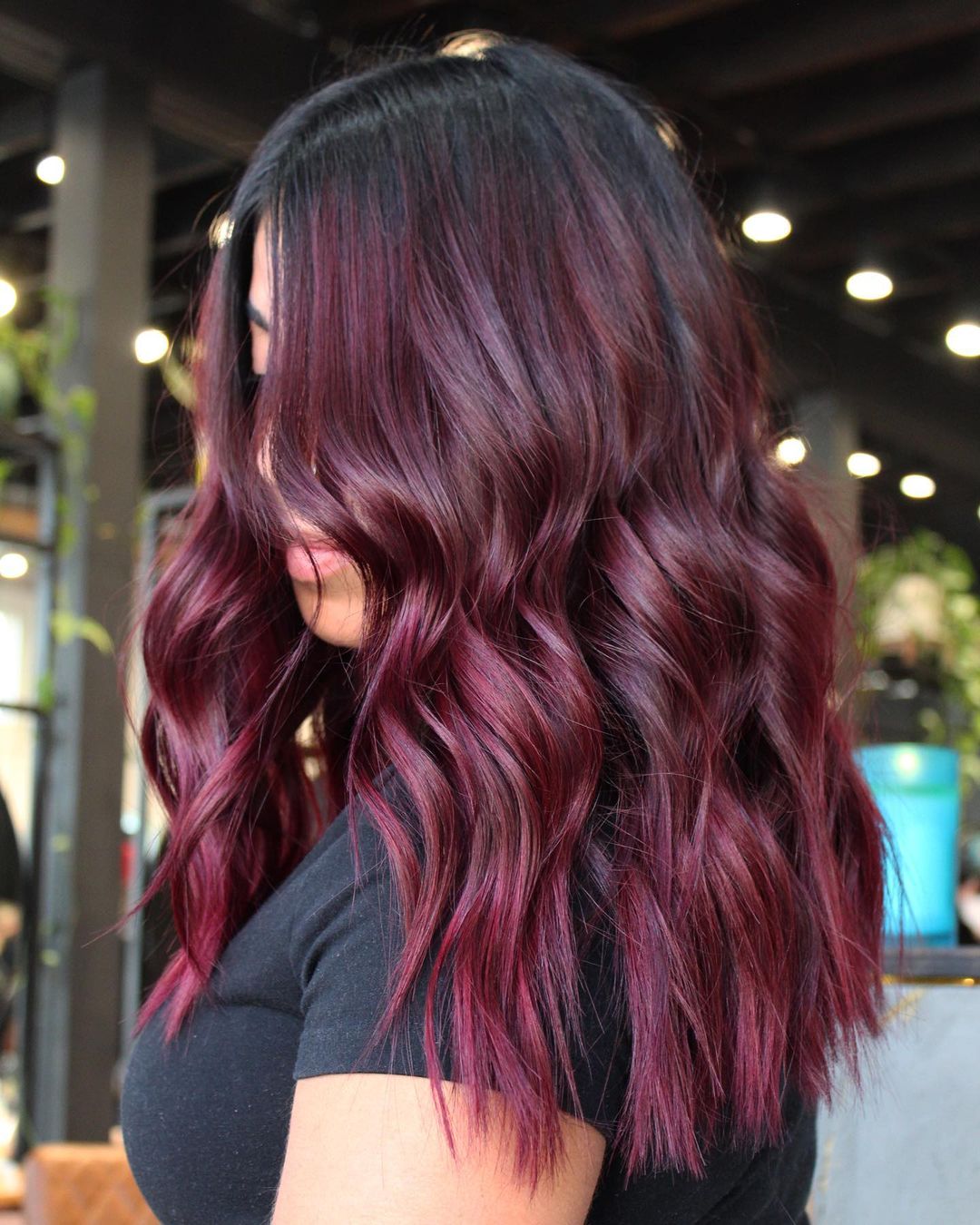 Discreet Burgundy Waves with Plum Ends