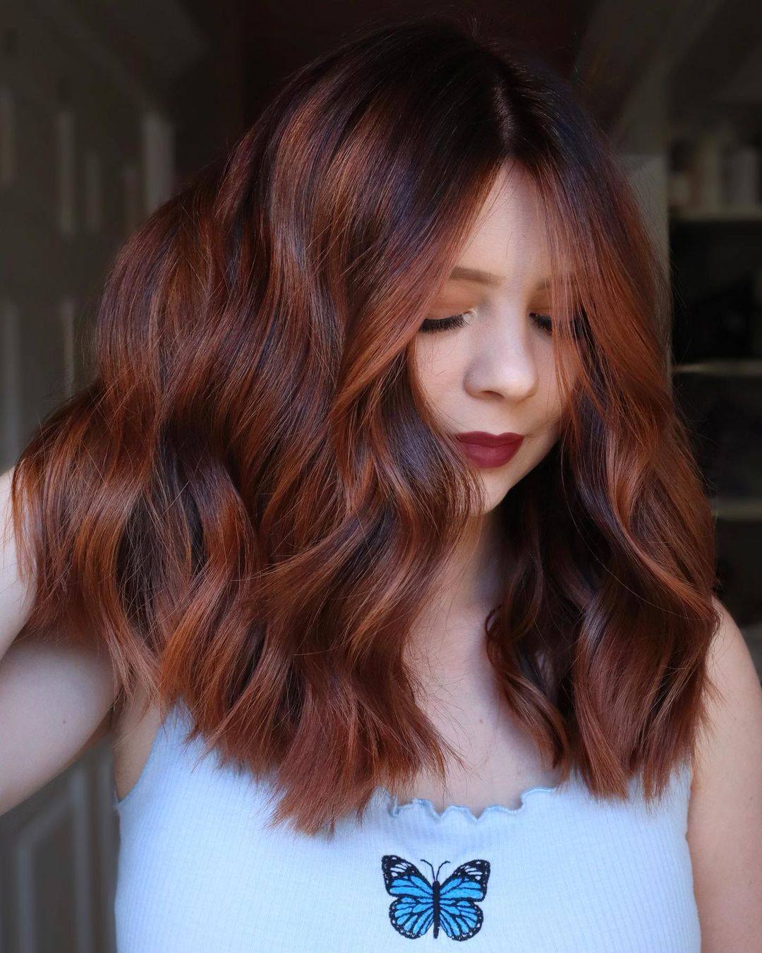 Dark Hair with Dimensional Auburn Highlights