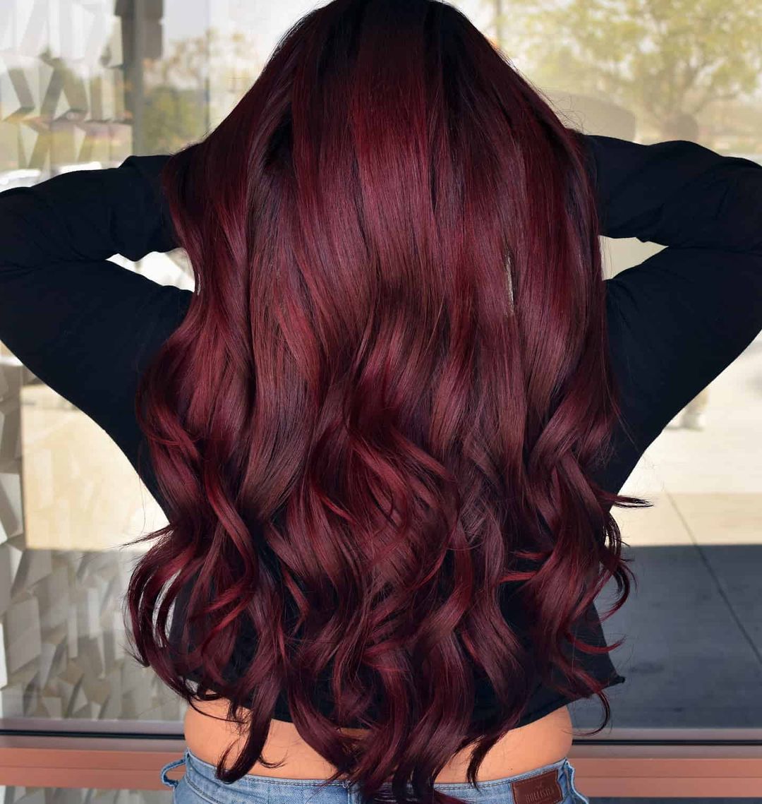 Burgundy Hair with Top Auburn Layer