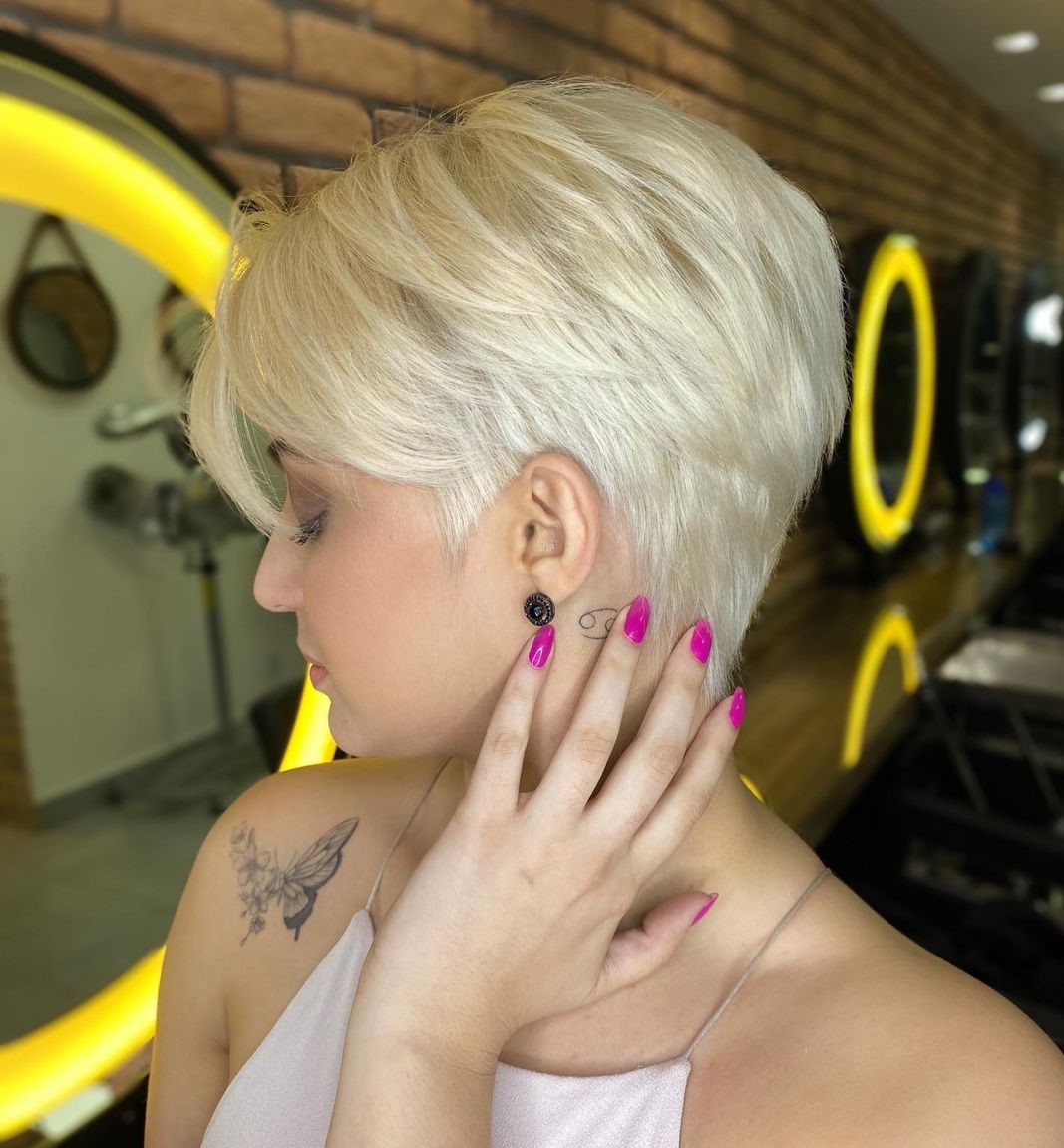 Delicate White Blonde Undercut Pixie