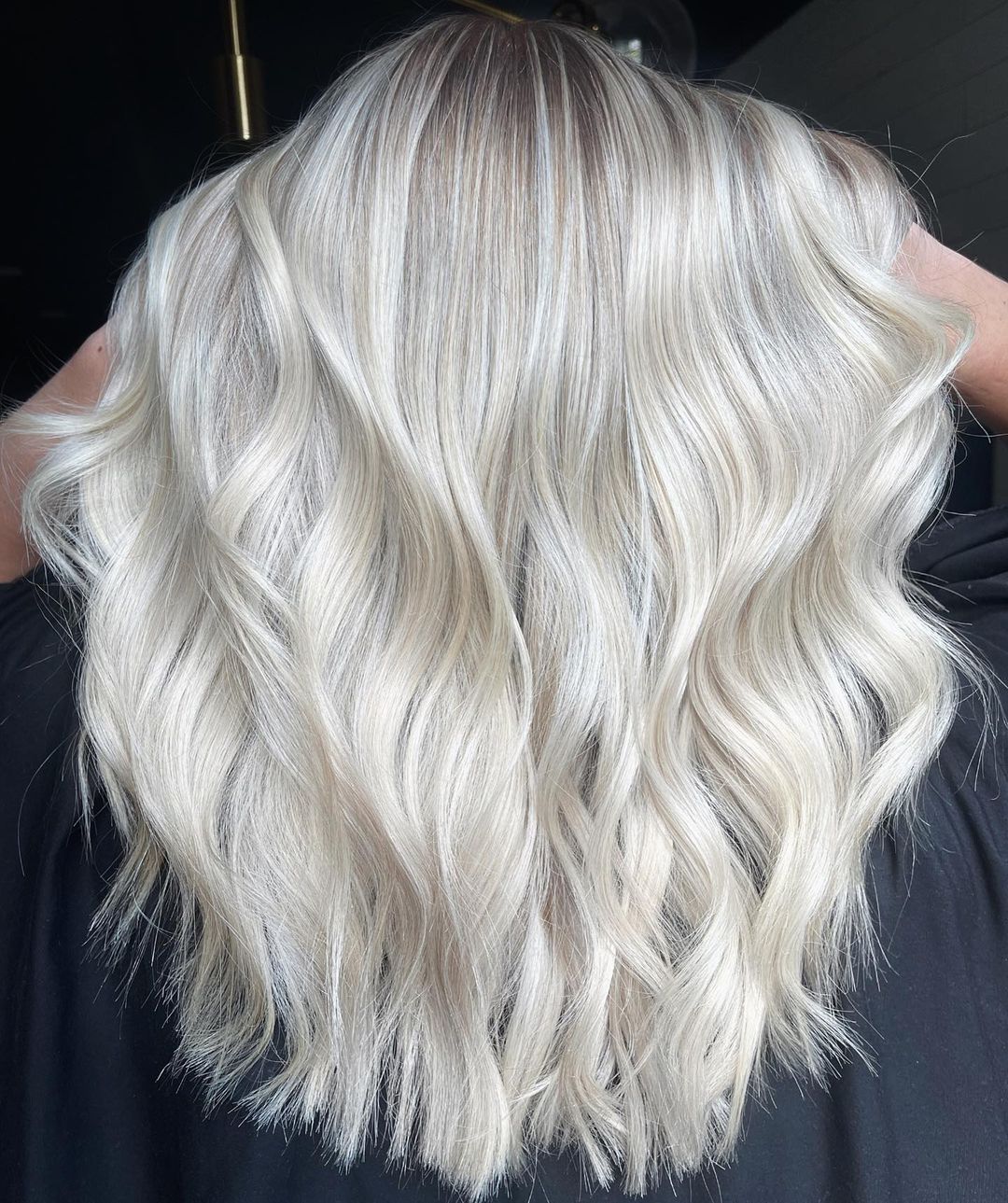 White and Platinum Waves with Bronde Roots