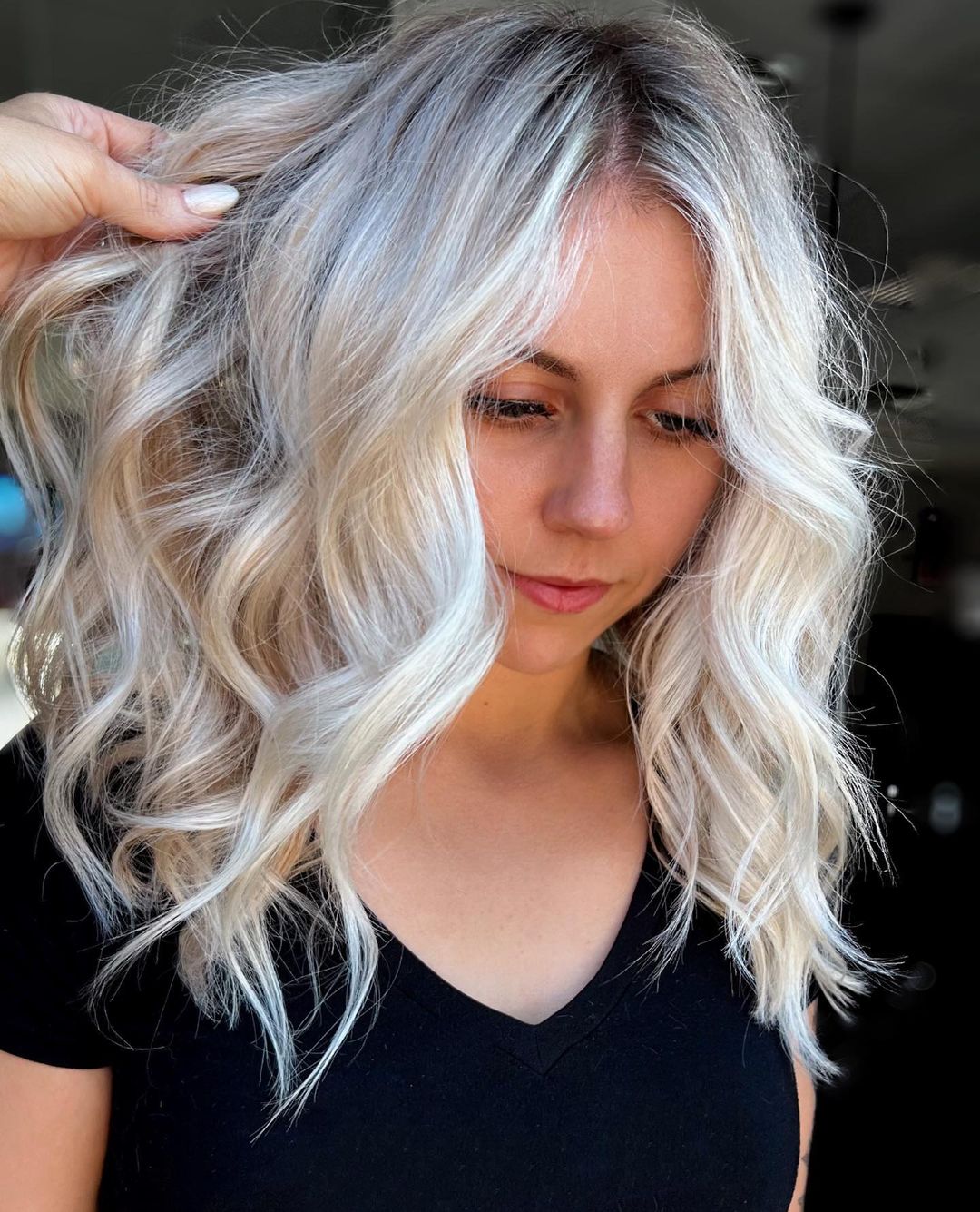 Beige Blonde Hair with White Highlights