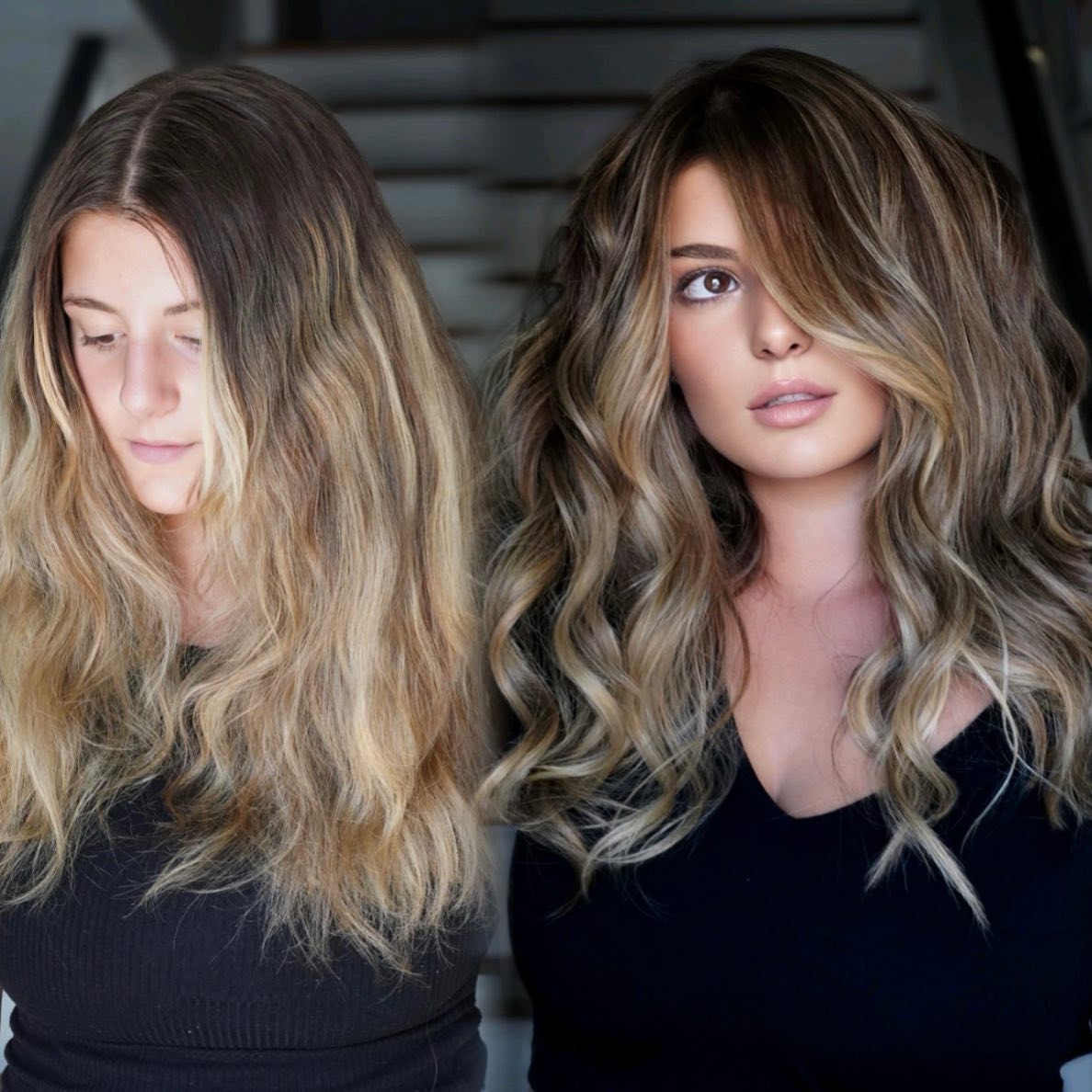 Chic Dirty Blonde Balayage Before and After