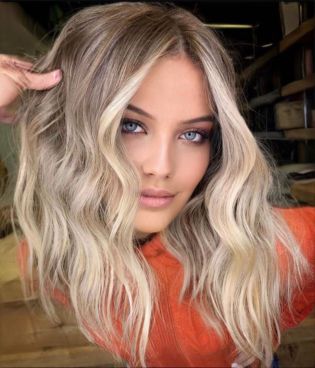 Shiny Metallic Ash Blonde Hair Color