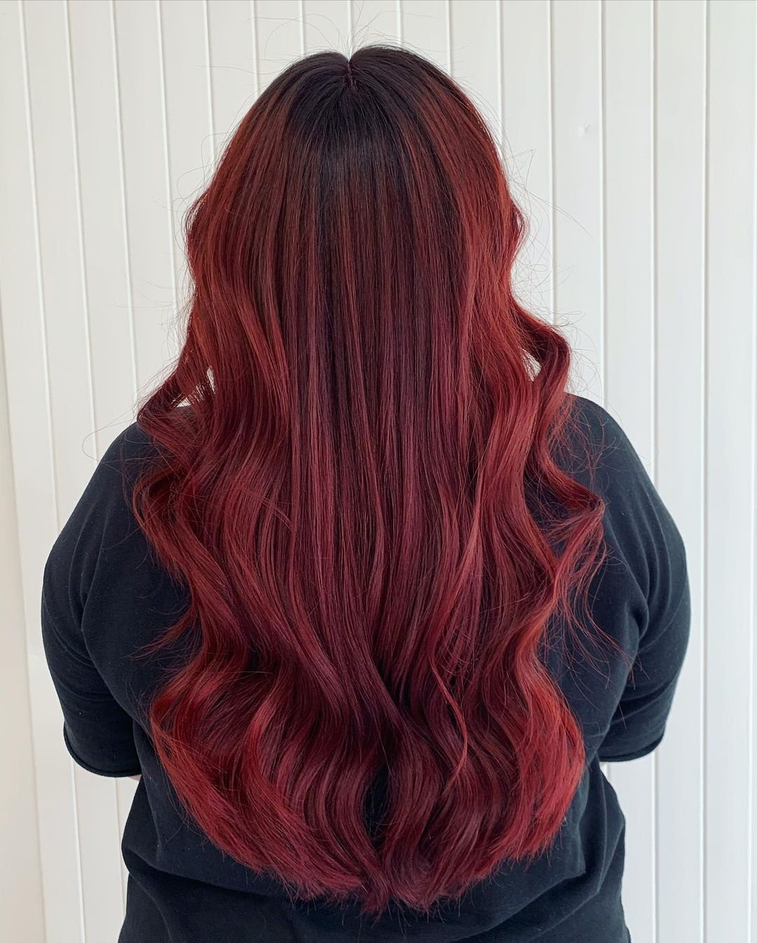 Sunset-Inspired Burgundy Balayage